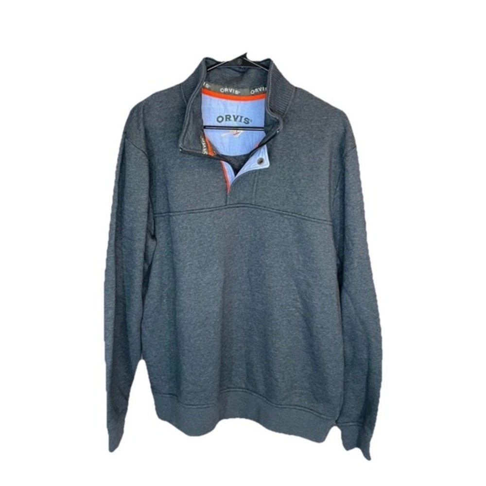 Orvis Quarter Zip Pullover Sweatshirt‎ Mens Medium Gray Mock Neck Gorpcore